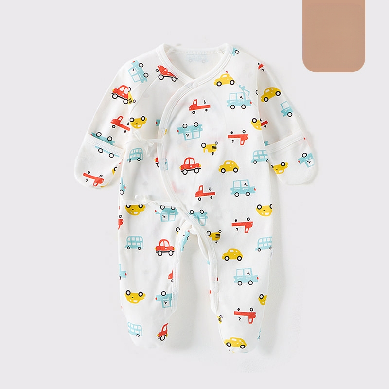 Detské oblečenie zo zahraničného obchodu, bavlnené oblečenie triedy A, spojené pyžamo s ponožkami pre novorodencov, taška na oblečenie proti poškriabaniu