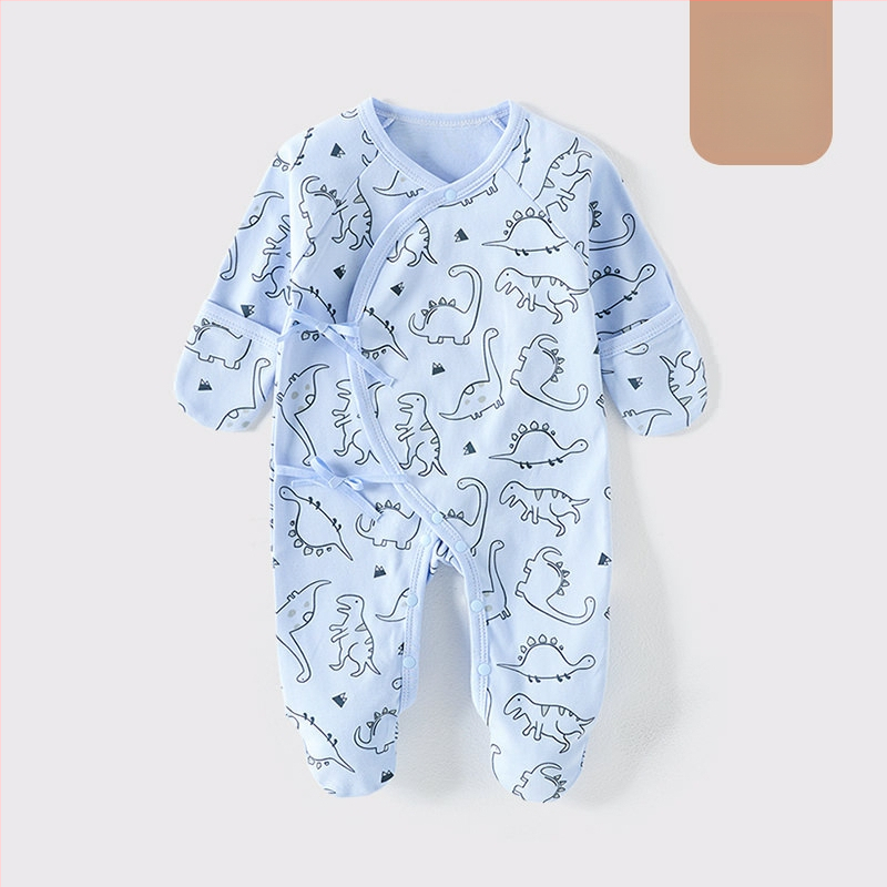 Detské oblečenie zo zahraničného obchodu, bavlnené oblečenie triedy A, spojené pyžamo s ponožkami pre novorodencov, taška na oblečenie proti poškriabaniu