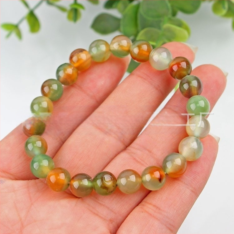 Brățară de agat cu mărgele rotunde din agat de păun, brățară cu mărgele de butoi de bambus, en-gros, mărgele mici de orez, bijuterii de mână pentru bărbați și femei