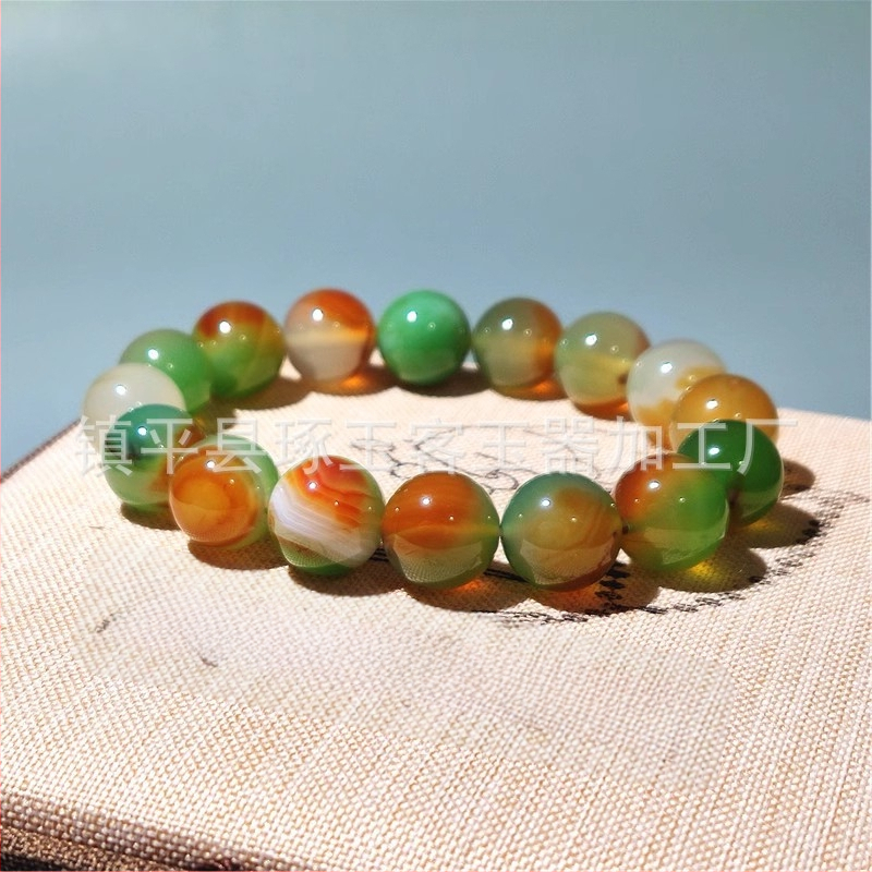 Brățară de agat cu mărgele rotunde din agat de păun, brățară cu mărgele de butoi de bambus, en-gros, mărgele mici de orez, bijuterii de mână pentru bărbați și femei