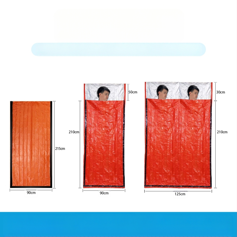 Pārrobežu āra guļammaiss pret temperatūras zudumu PE alumīnija plēves sporta pirmās palīdzības telts dubultais guļammaiss silts karstās presēšanas avārijas guļammaiss