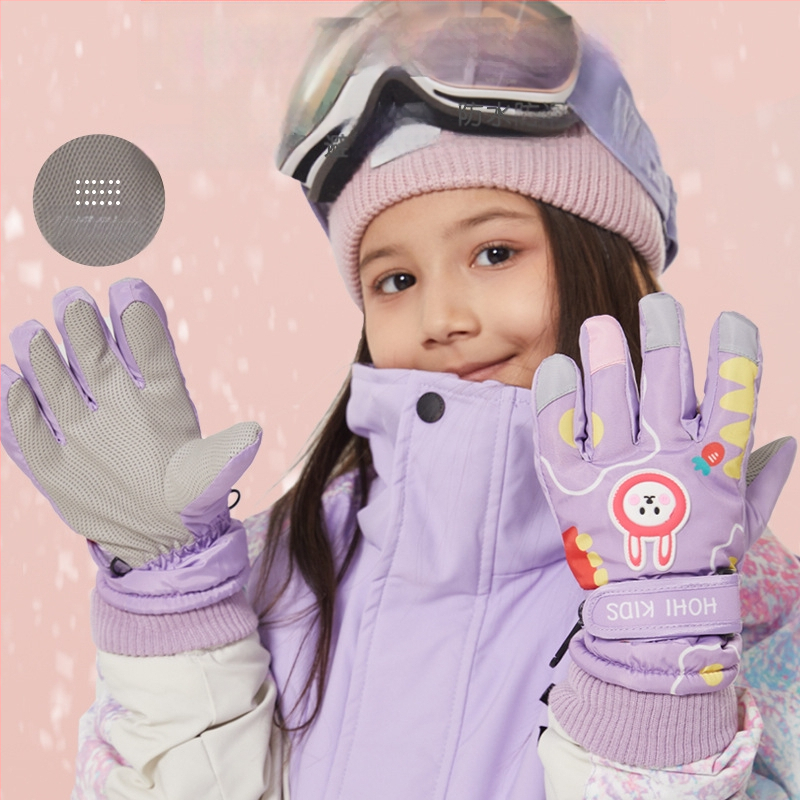 Gyártói kész nyuszi gyermek síkesztyű téli lányoknak és fiúknak, vízálló és hidegálló, plusz bársonyos, vastagított pamutból, hőtechnológiával