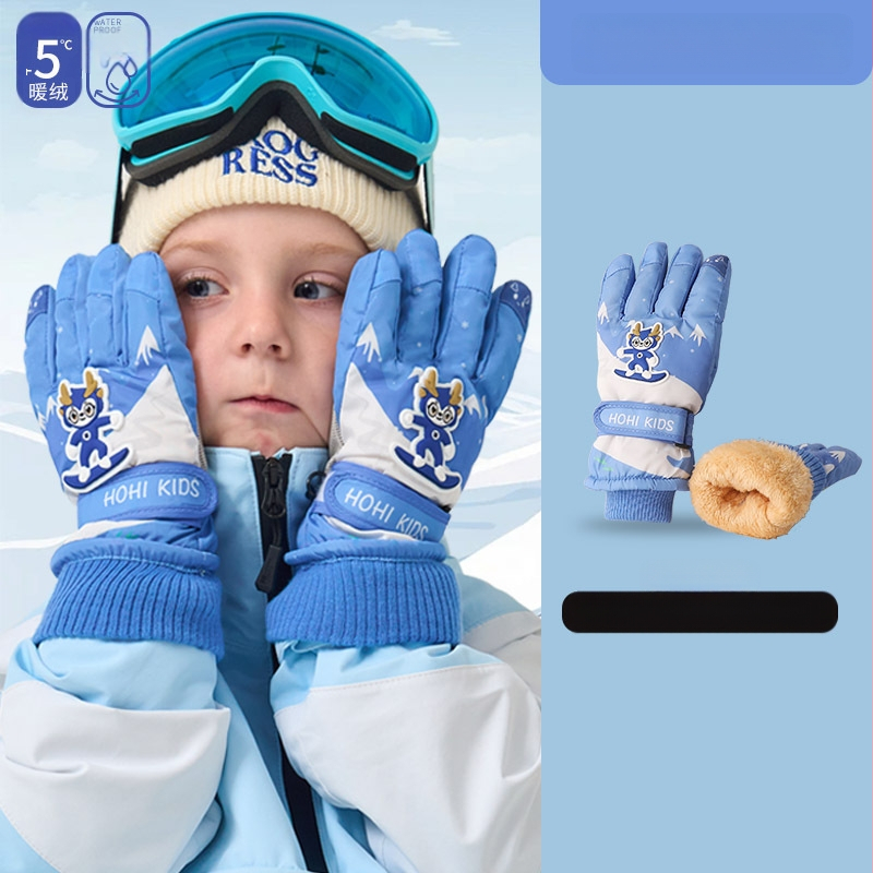 Gyártói kész nyuszi gyermek síkesztyű téli lányoknak és fiúknak, vízálló és hidegálló, plusz bársonyos, vastagított pamutból, hőtechnológiával