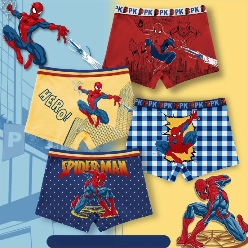 Medvilniniai berniukiški apatiniai šortai su animacinių filmukų motyvais, kvėpuojantys vaikiški apatiniai berniukams, studentiški apatiniai