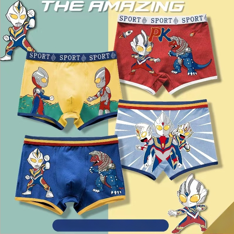 Medvilniniai berniukiški apatiniai šortai su animacinių filmukų motyvais, kvėpuojantys vaikiški apatiniai berniukams, studentiški apatiniai