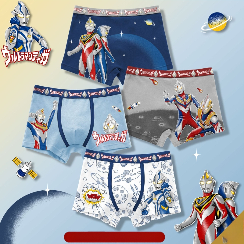 Medvilniniai berniukiški apatiniai šortai su animacinių filmukų motyvais, kvėpuojantys vaikiški apatiniai berniukams, studentiški apatiniai