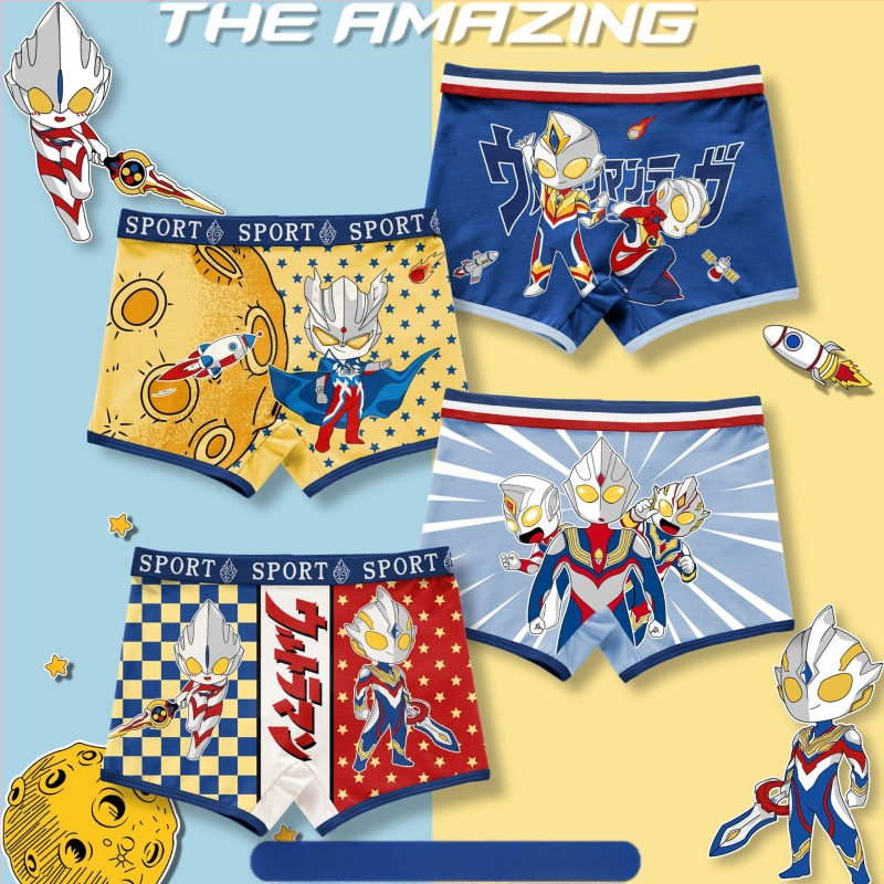 Medvilniniai berniukiški apatiniai šortai su animacinių filmukų motyvais, kvėpuojantys vaikiški apatiniai berniukams, studentiški apatiniai