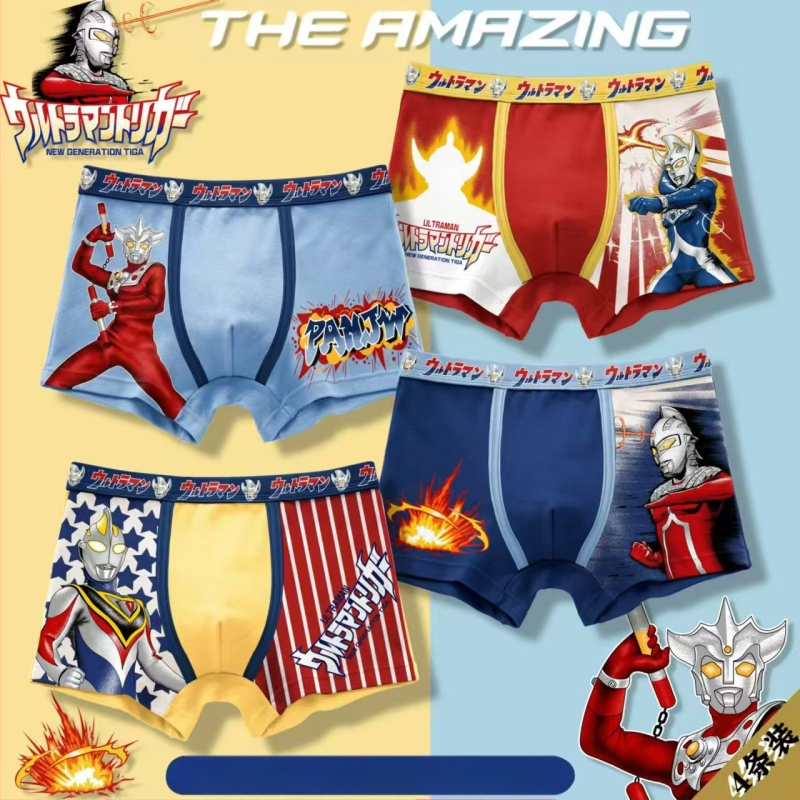 Medvilniniai berniukiški apatiniai šortai su animacinių filmukų motyvais, kvėpuojantys vaikiški apatiniai berniukams, studentiški apatiniai