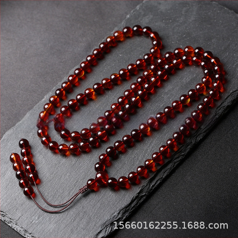 Proizvođač veleprodaje burmanskih krvavih jantara druge generacije 108 perli od pčelinjeg voska s više krugova za muškarce i žene, okrugle perle, narukvica od jantarnog lanca