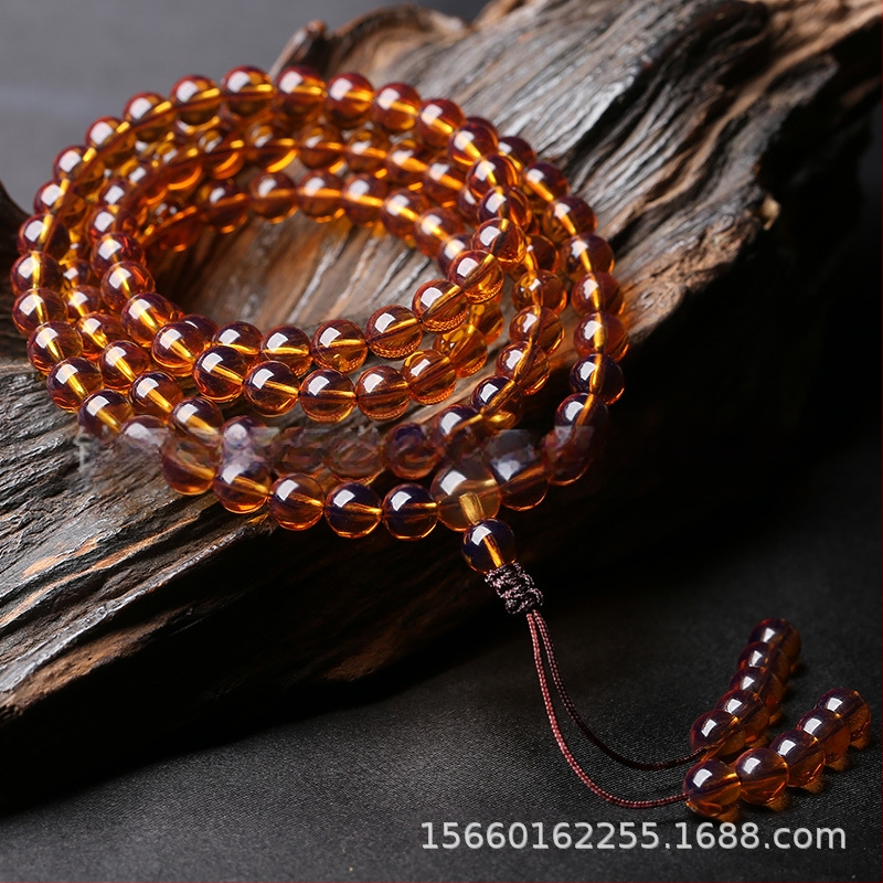 Proizvođač veleprodaje burmanskih krvavih jantara druge generacije 108 perli od pčelinjeg voska s više krugova za muškarce i žene, okrugle perle, narukvica od jantarnog lanca