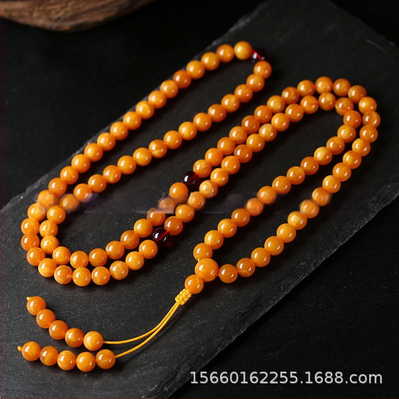 Proizvođač veleprodaje burmanskih krvavih jantara druge generacije 108 perli od pčelinjeg voska s više krugova za muškarce i žene, okrugle perle, narukvica od jantarnog lanca