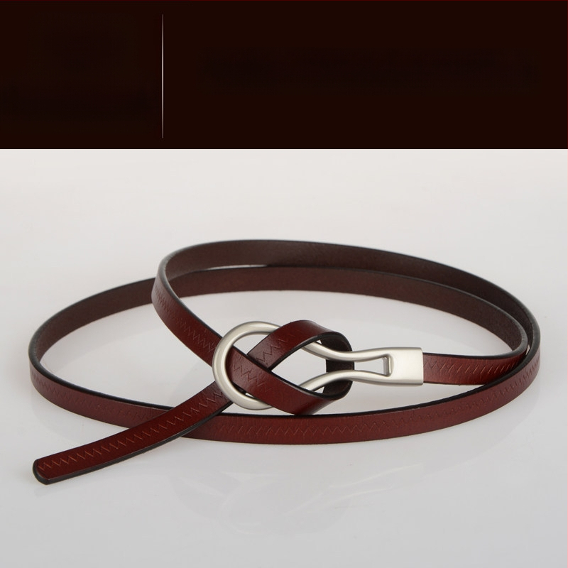 Loomanahast vöö, naiste vöö, moodne universaalne ehtsast nahast õhuke vöö õhukese kaunistusega ja villase kleidi stiilis