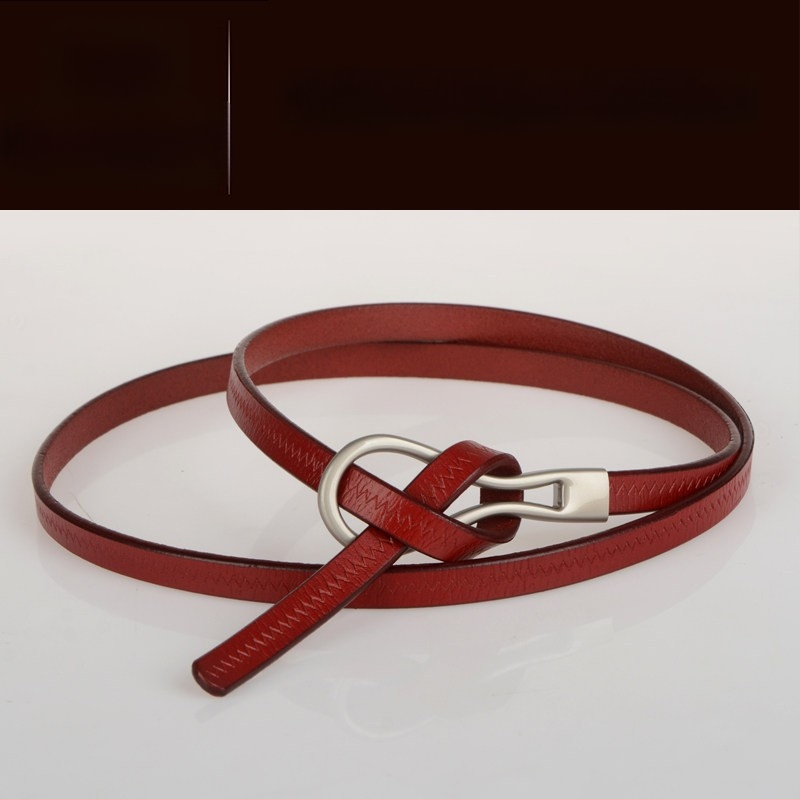 Loomanahast vöö, naiste vöö, moodne universaalne ehtsast nahast õhuke vöö õhukese kaunistusega ja villase kleidi stiilis