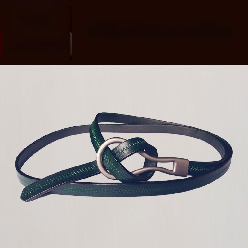 Loomanahast vöö, naiste vöö, moodne universaalne ehtsast nahast õhuke vöö õhukese kaunistusega ja villase kleidi stiilis