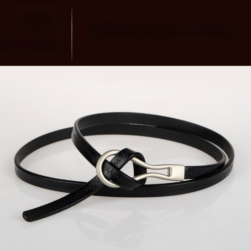 Loomanahast vöö, naiste vöö, moodne universaalne ehtsast nahast õhuke vöö õhukese kaunistusega ja villase kleidi stiilis