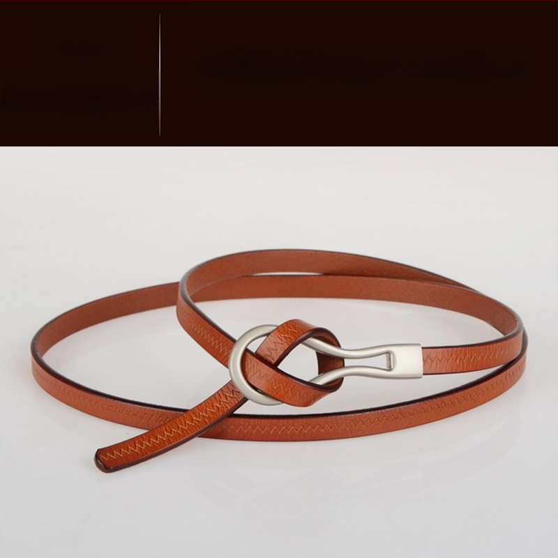 Loomanahast vöö, naiste vöö, moodne universaalne ehtsast nahast õhuke vöö õhukese kaunistusega ja villase kleidi stiilis