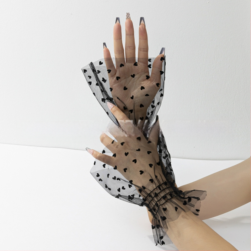 Piiriülesed Euroopa ja Ameerika enimmüüdud võrkkangast südamekujuliste täppidega varrukatega mansettide kaunistuste aksessuaaride disain, mitmekülgsed ja moodsad võltsmansetid