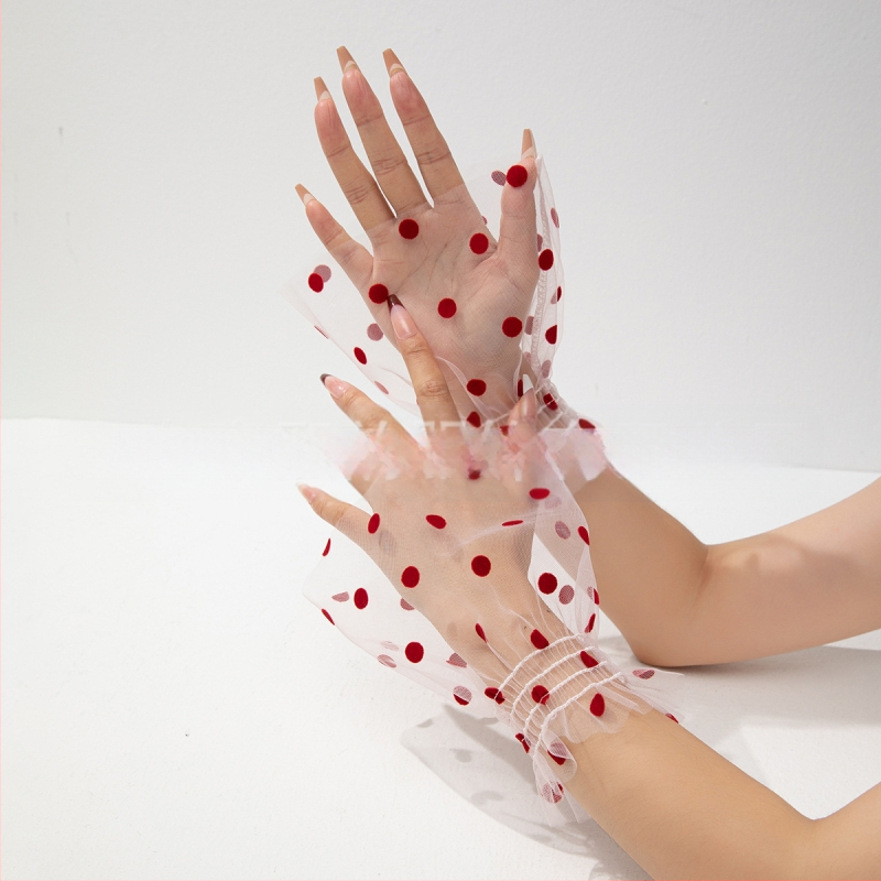 Piiriülesed Euroopa ja Ameerika enimmüüdud võrkkangast südamekujuliste täppidega varrukatega mansettide kaunistuste aksessuaaride disain, mitmekülgsed ja moodsad võltsmansetid