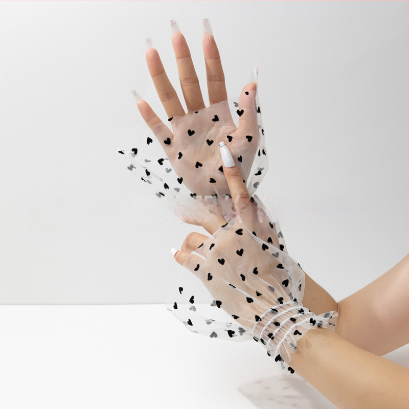 Piiriülesed Euroopa ja Ameerika enimmüüdud võrkkangast südamekujuliste täppidega varrukatega mansettide kaunistuste aksessuaaride disain, mitmekülgsed ja moodsad võltsmansetid