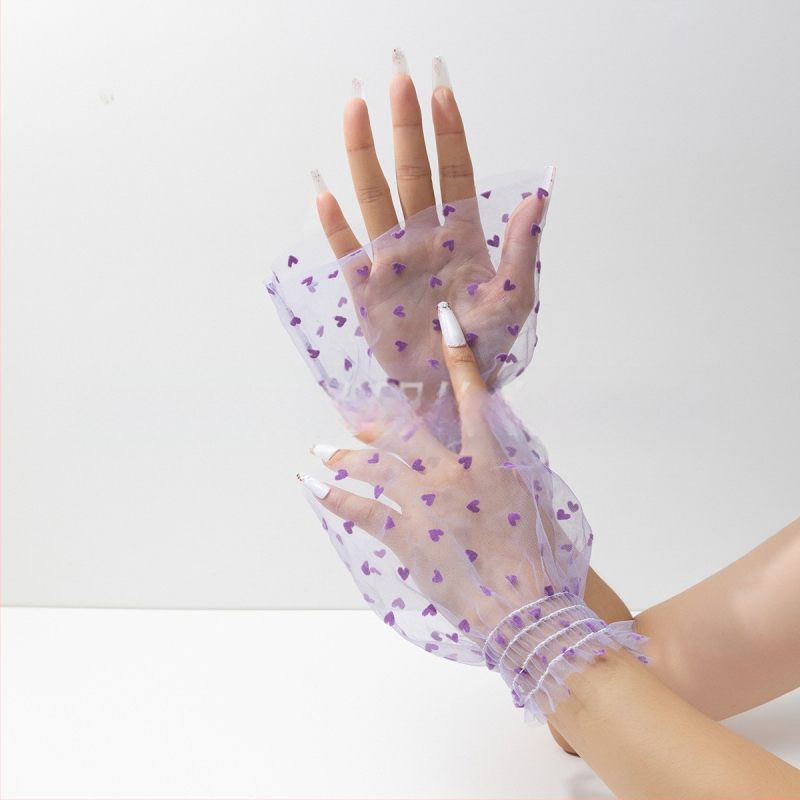 Piiriülesed Euroopa ja Ameerika enimmüüdud võrkkangast südamekujuliste täppidega varrukatega mansettide kaunistuste aksessuaaride disain, mitmekülgsed ja moodsad võltsmansetid