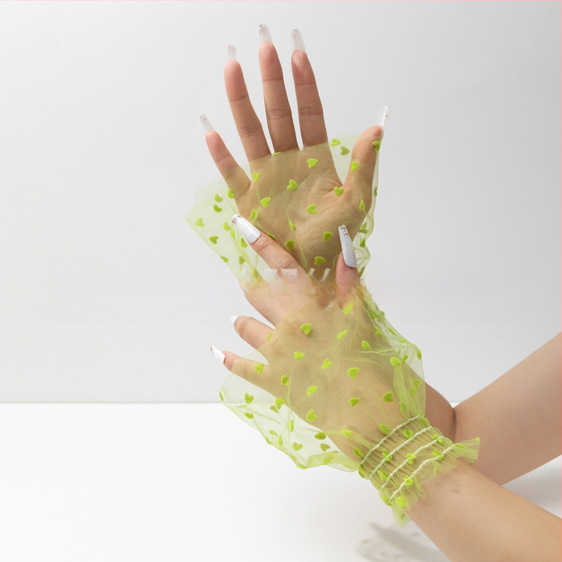 Piiriülesed Euroopa ja Ameerika enimmüüdud võrkkangast südamekujuliste täppidega varrukatega mansettide kaunistuste aksessuaaride disain, mitmekülgsed ja moodsad võltsmansetid