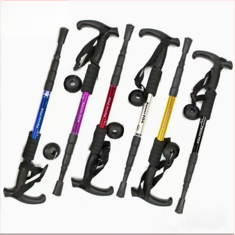 Reisitarbed Neljaosaline alumiiniumsulamist varikatuse kinnitus Lööke neelav ülikerge sirge käepide Kumer käepide Matkakepp Kargud Matkamiseks õues