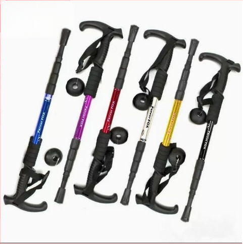 Reisitarbed Neljaosaline alumiiniumsulamist varikatuse kinnitus Lööke neelav ülikerge sirge käepide Kumer käepide Matkakepp Kargud Matkamiseks õues