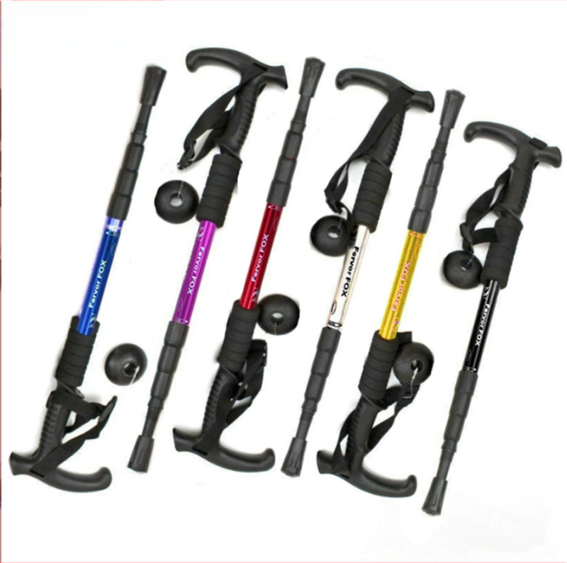 Reisitarbed Neljaosaline alumiiniumsulamist varikatuse kinnitus Lööke neelav ülikerge sirge käepide Kumer käepide Matkakepp Kargud Matkamiseks õues