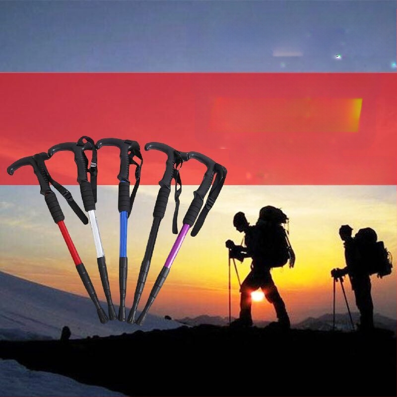 Reisitarbed Neljaosaline alumiiniumsulamist varikatuse kinnitus Lööke neelav ülikerge sirge käepide Kumer käepide Matkakepp Kargud Matkamiseks õues