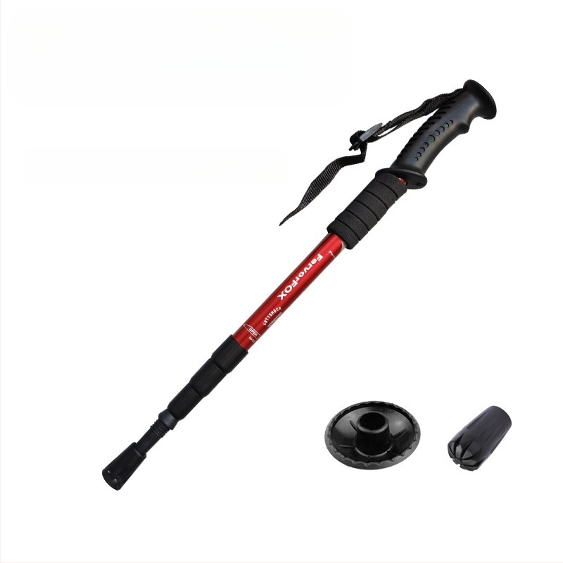 Reisitarbed Neljaosaline alumiiniumsulamist varikatuse kinnitus Lööke neelav ülikerge sirge käepide Kumer käepide Matkakepp Kargud Matkamiseks õues