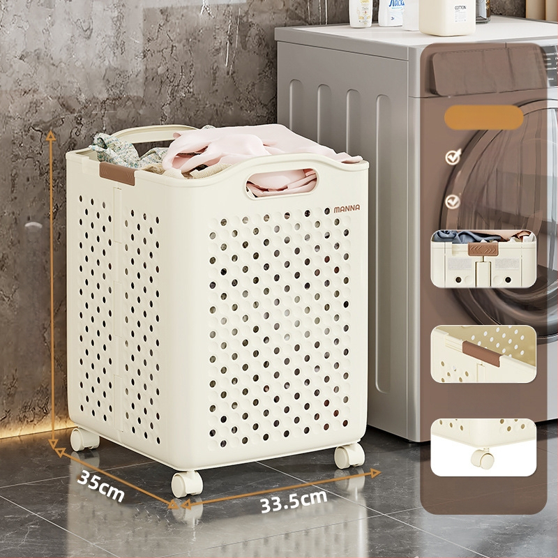 Kokkupandav määrdunud riiete korv Suure mahutavusega määrdunud riiete ämber ratastega Kodu Pesu Vannituba Tualett Määrdunud riiete korv