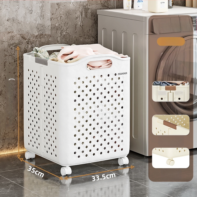 Kokkupandav määrdunud riiete korv Suure mahutavusega määrdunud riiete ämber ratastega Kodu Pesu Vannituba Tualett Määrdunud riiete korv