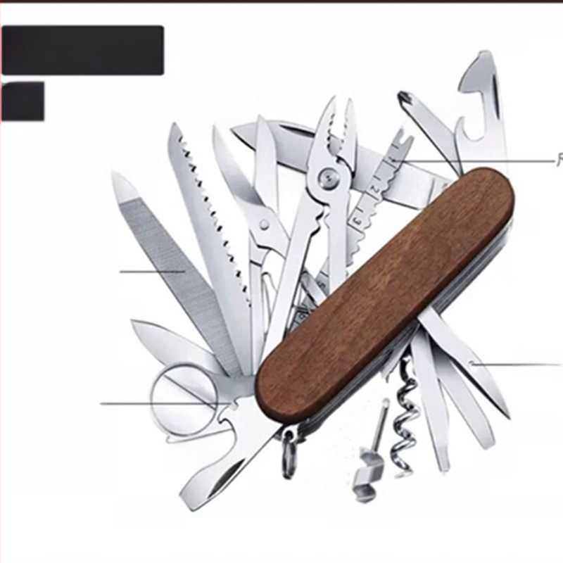 Didmeninis šveicariškas daugiafunkcis peilis lauko stovyklavimui, aštrus sulankstomas vaisių peilis, nešiojamas savigynos derinys
