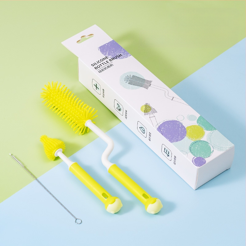 Silikoninis buteliukų šepetėlis kūdikių čiulptukų šepetėlis šiaudelių šepetėlis besisukantis buteliukų plovimo šepetėlis skalavimo šepetėlis valymo šepetėlių rinkinys
