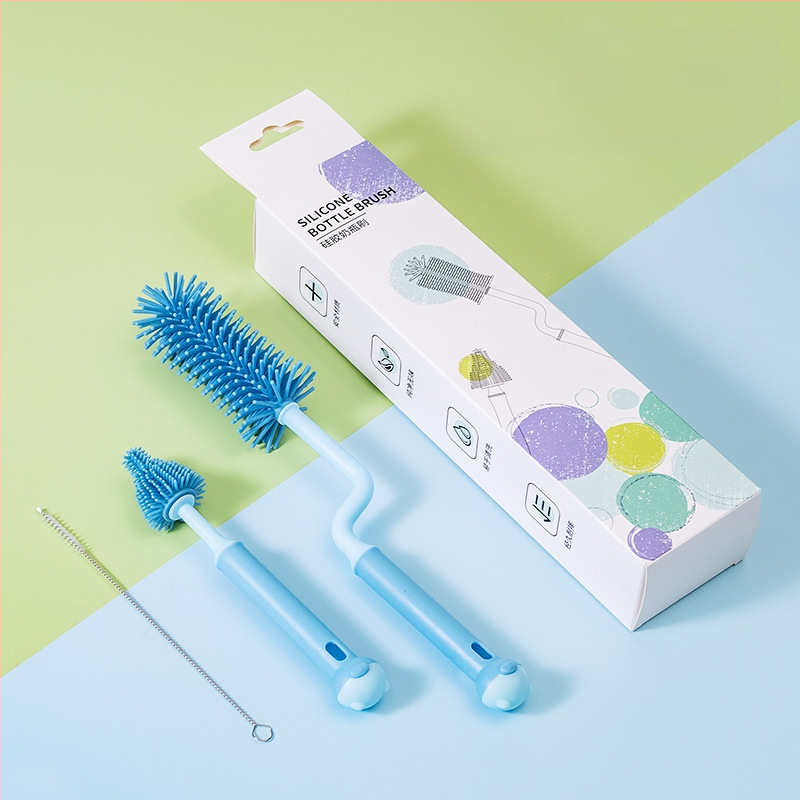 Silikoninis buteliukų šepetėlis kūdikių čiulptukų šepetėlis šiaudelių šepetėlis besisukantis buteliukų plovimo šepetėlis skalavimo šepetėlis valymo šepetėlių rinkinys
