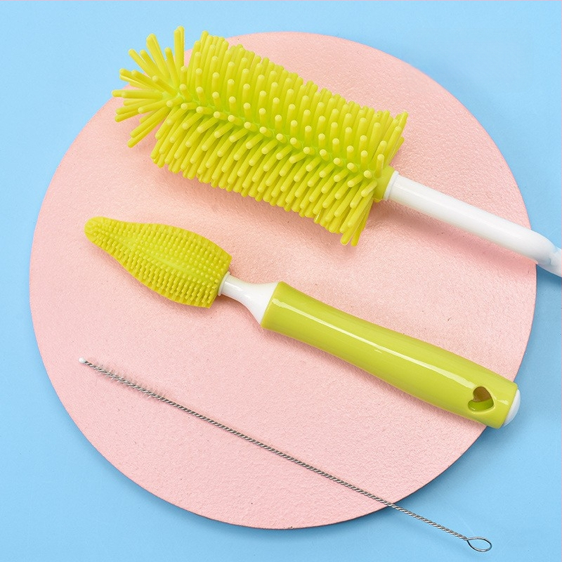 Silikoninis buteliukų šepetėlis kūdikių čiulptukų šepetėlis šiaudelių šepetėlis besisukantis buteliukų plovimo šepetėlis skalavimo šepetėlis valymo šepetėlių rinkinys