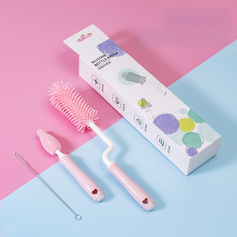 Silikoninis buteliukų šepetėlis kūdikių čiulptukų šepetėlis šiaudelių šepetėlis besisukantis buteliukų plovimo šepetėlis skalavimo šepetėlis valymo šepetėlių rinkinys
