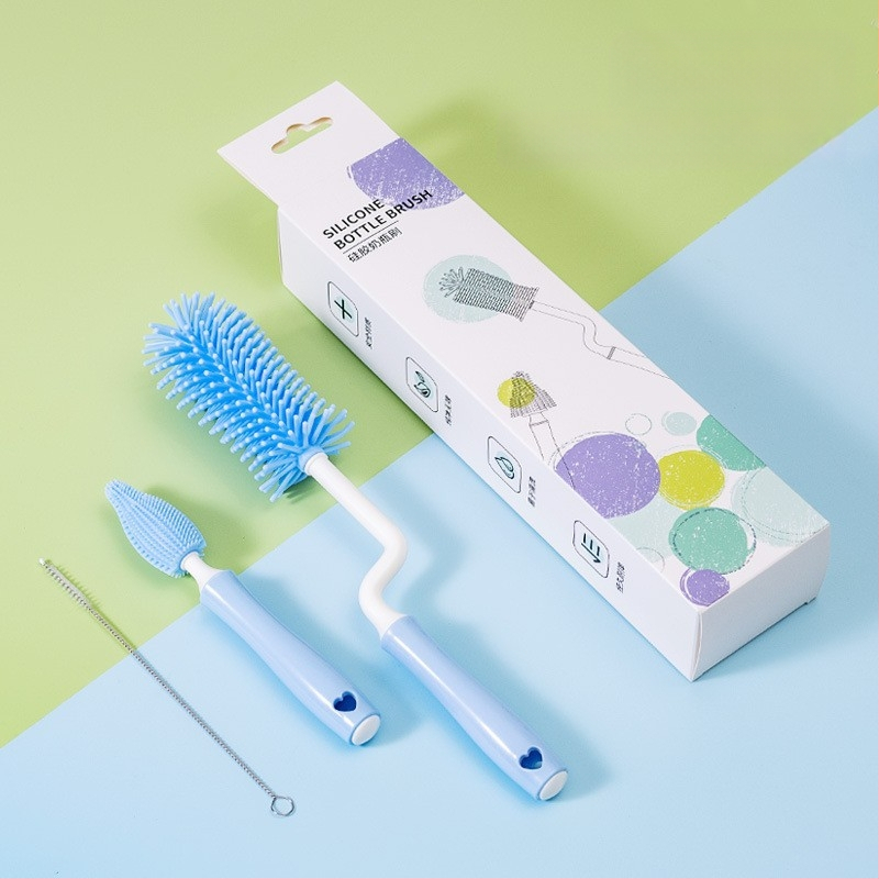 Silikoninis buteliukų šepetėlis kūdikių čiulptukų šepetėlis šiaudelių šepetėlis besisukantis buteliukų plovimo šepetėlis skalavimo šepetėlis valymo šepetėlių rinkinys