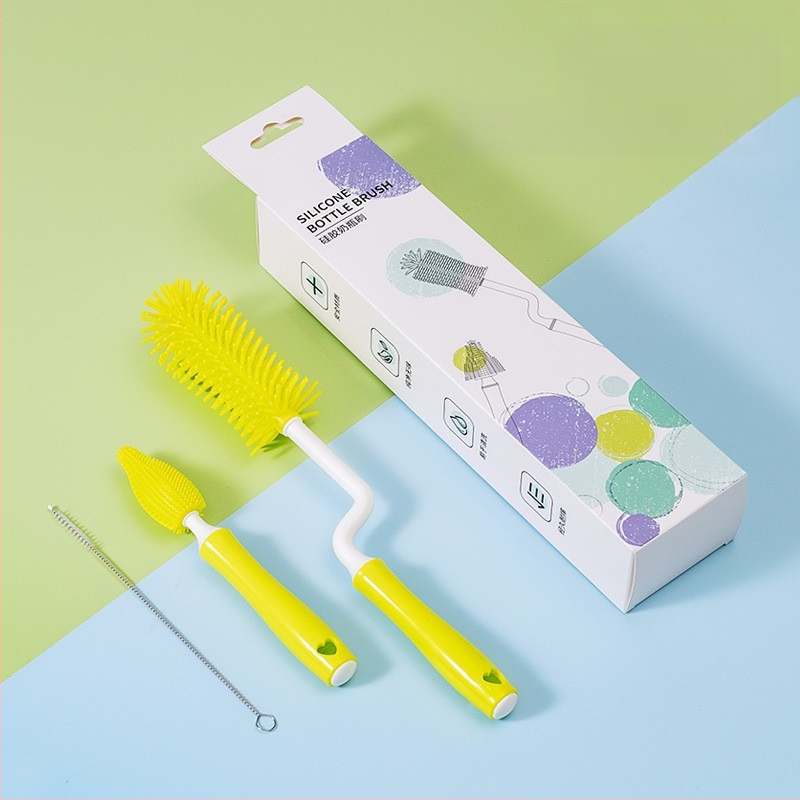Silikoninis buteliukų šepetėlis kūdikių čiulptukų šepetėlis šiaudelių šepetėlis besisukantis buteliukų plovimo šepetėlis skalavimo šepetėlis valymo šepetėlių rinkinys