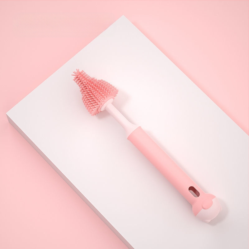 Silikoninis buteliukų šepetėlis kūdikių čiulptukų šepetėlis šiaudelių šepetėlis besisukantis buteliukų plovimo šepetėlis skalavimo šepetėlis valymo šepetėlių rinkinys