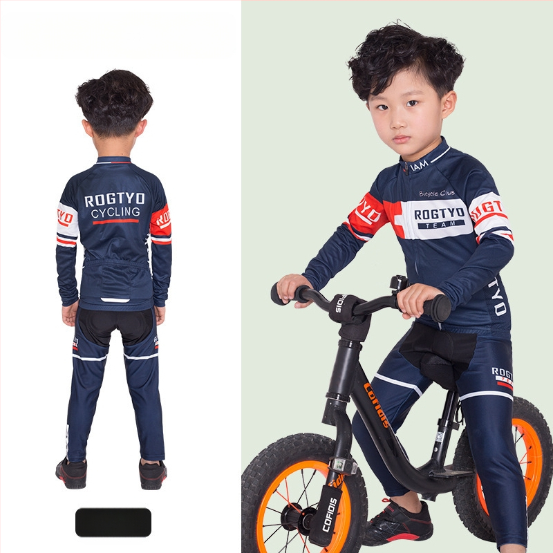 Tavaszi, nyári és őszi gyermek hosszú ujjú kerékpáros mezek, futóbiciklik, kerékpáros felszerelések, görkorcsolya felsők, nadrágok és stoplik
