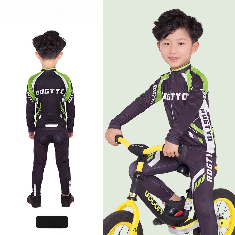 Tavaszi, nyári és őszi gyermek hosszú ujjú kerékpáros mezek, futóbiciklik, kerékpáros felszerelések, görkorcsolya felsők, nadrágok és stoplik