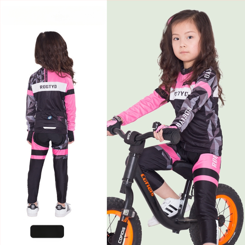 Tavaszi, nyári és őszi gyermek hosszú ujjú kerékpáros mezek, futóbiciklik, kerékpáros felszerelések, görkorcsolya felsők, nadrágok és stoplik