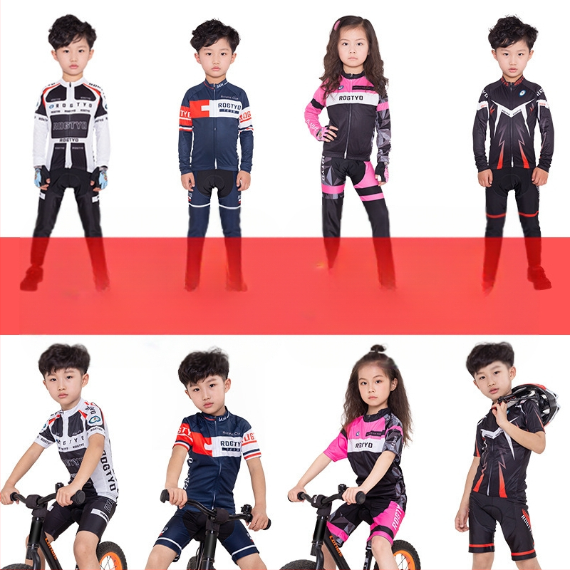 Tavaszi, nyári és őszi gyermek hosszú ujjú kerékpáros mezek, futóbiciklik, kerékpáros felszerelések, görkorcsolya felsők, nadrágok és stoplik