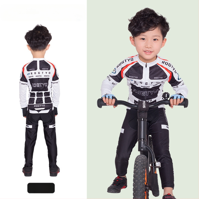 Tavaszi, nyári és őszi gyermek hosszú ujjú kerékpáros mezek, futóbiciklik, kerékpáros felszerelések, görkorcsolya felsők, nadrágok és stoplik