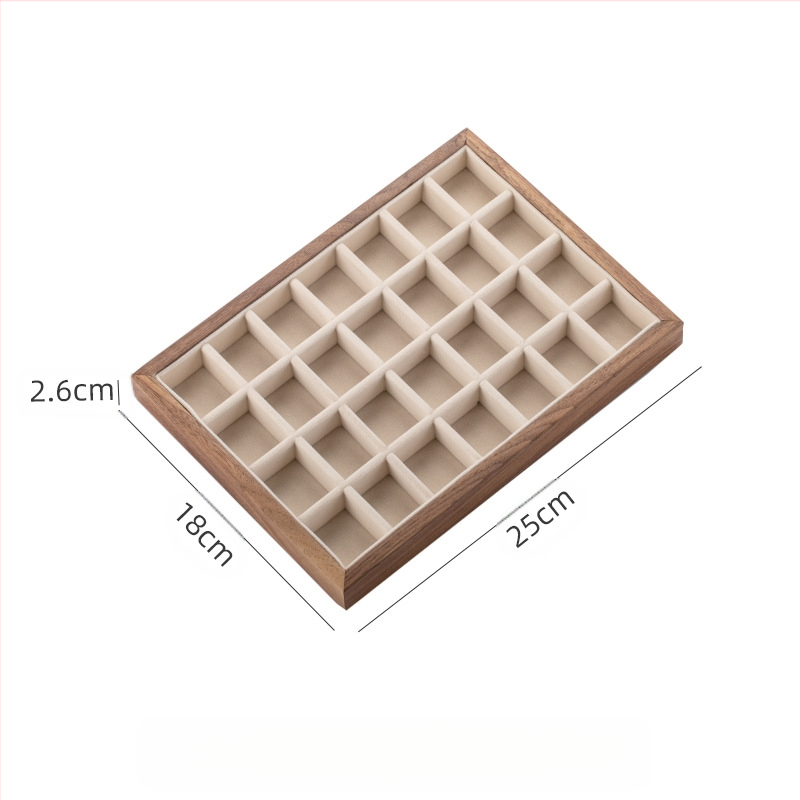 Musta pähkli täispuidust ehete hoiukarp suure mahutavusega kõrvarõngaste kaelakee ehtekarp väike dekoratiivkarp tehase sirged juuksed