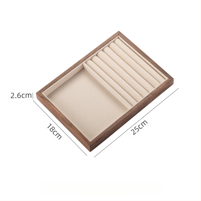 Musta pähkli täispuidust ehete hoiukarp suure mahutavusega kõrvarõngaste kaelakee ehtekarp väike dekoratiivkarp tehase sirged juuksed