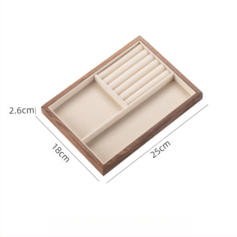 Musta pähkli täispuidust ehete hoiukarp suure mahutavusega kõrvarõngaste kaelakee ehtekarp väike dekoratiivkarp tehase sirged juuksed