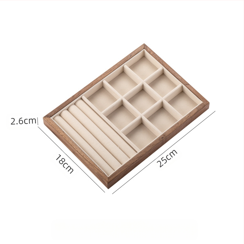 Musta pähkli täispuidust ehete hoiukarp suure mahutavusega kõrvarõngaste kaelakee ehtekarp väike dekoratiivkarp tehase sirged juuksed