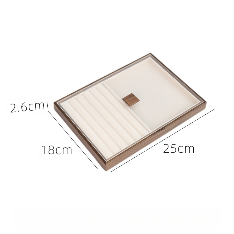 Musta pähkli täispuidust ehete hoiukarp suure mahutavusega kõrvarõngaste kaelakee ehtekarp väike dekoratiivkarp tehase sirged juuksed